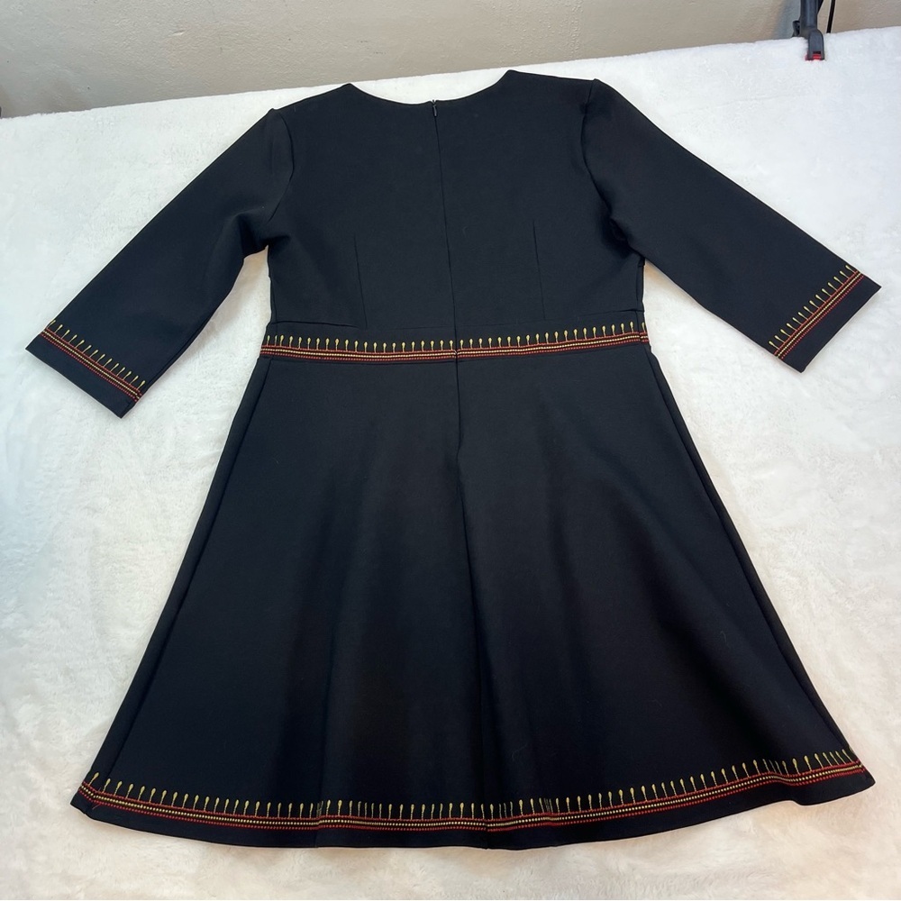 Lai Meng Five Cats Embroidered Floral Folk art Mini Dress Black Size XL NWT - Picture 6 of 14